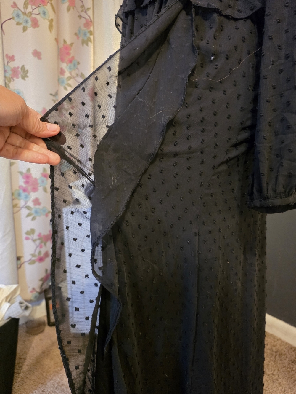 Zara Black Textured Dot Maxi Dress - Picture 11 of 13